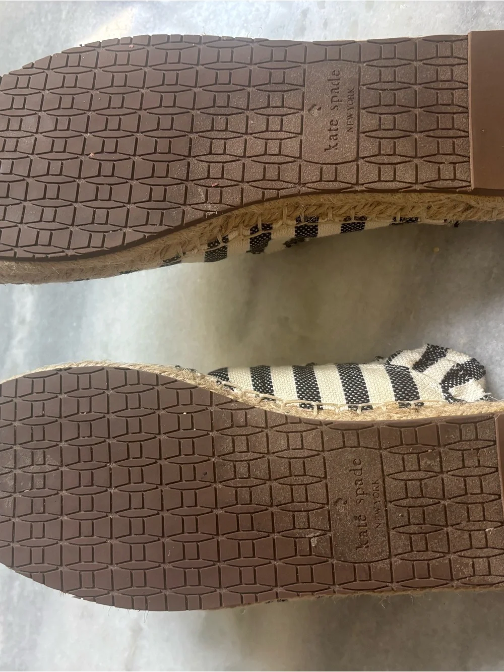 kate spade Adult Black & White Striped Slip-On Espadrilles